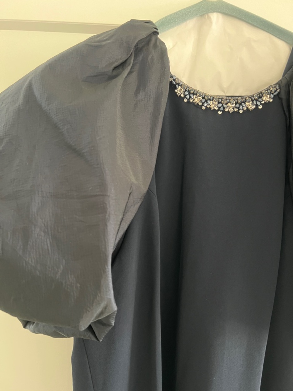 Teri Jon Navy Puff Sleeve Cocktail Dress with Tag